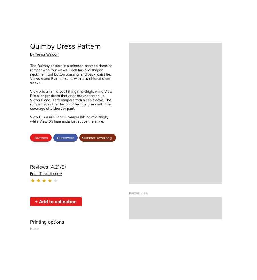 Mockup of a pattern publishing and viewing interface