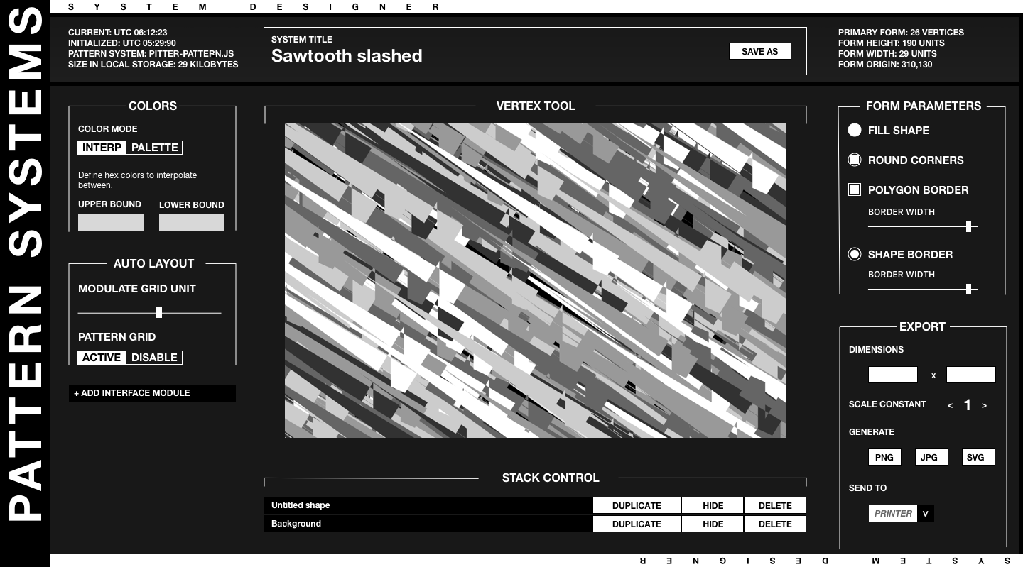 A graphic design tool depicting repeated shapes in an overlapping grid pattern
